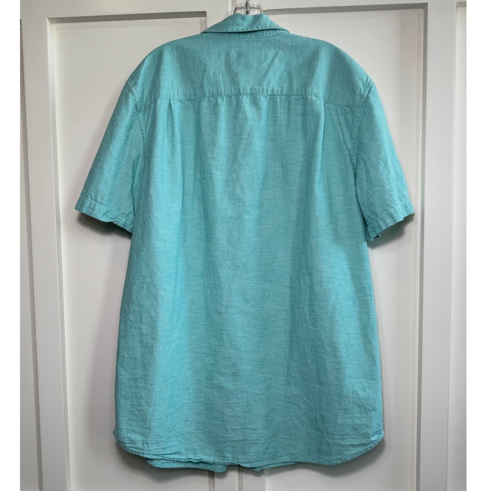The Foundry Supply Co Young Mens XLT Aqua Short Sleeve Cotton Button Down Shirt - Picture 3 of 6
